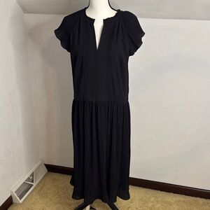 White House Black Market NWT Elegant Black Women's Dress with Pleats Size 16